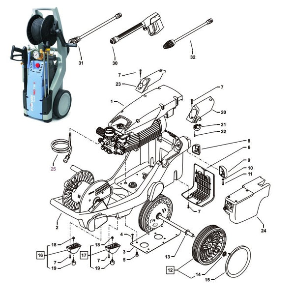 Kranzle Profi 160 TST spare parts diagrams