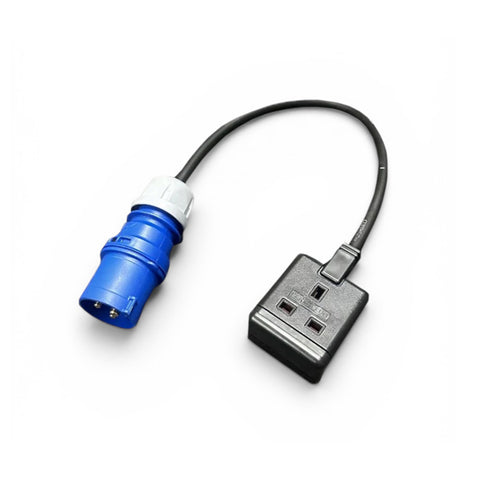 Short Lead 16amp Blue Commando Plug to 13amp Socket