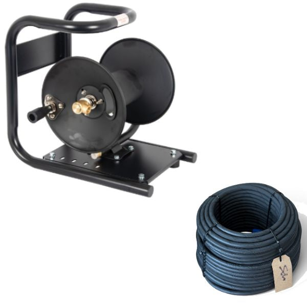 50m High pressure Hose & MTM Hose Reel On Carry Frame