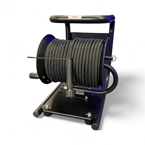 50m High pressure Hose fitted on MTM Hose Reel On Carry Frame