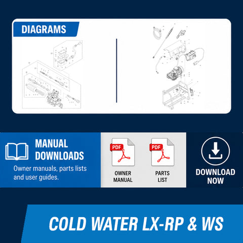 LX-RP & WS Cold Water Pressure Washer Operating Manuals & Diagrams
