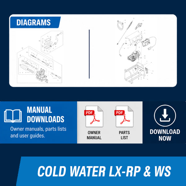 LX-RP & WS Cold Water Pressure Washer Operating Manuals & Diagrams