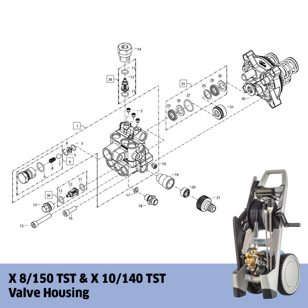 KRANZLE X 8/150 TST & X 10/140 TST Valve Housing