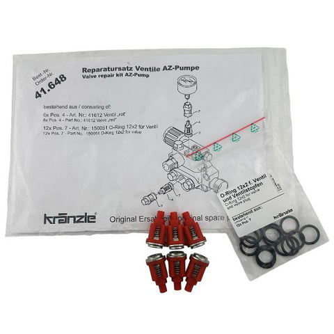 Genuine Kranzle Valve Kit Red Small 41648 fit K10/122